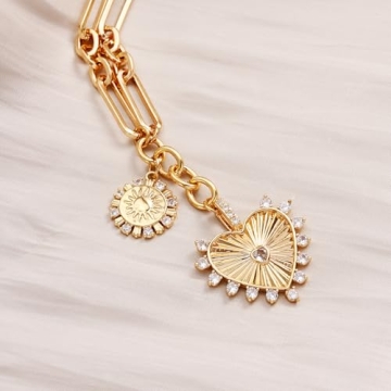 ORIGENCE 18K Gold Plated Chunky Heart Pendant Necklace