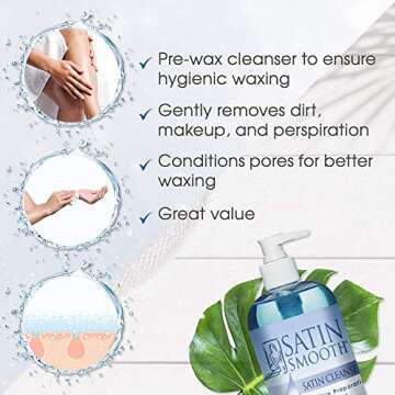 SATIN SMOOTH Skin Cleanser - Pre Wax Skin Preparation & Deep Cleansing - Antiseptic Formula for Smooth Skin & Reduced Irritation, 16 oz