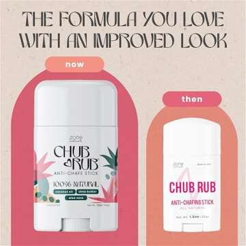 Zone Naturals 2 Pack Chub Rub Stick - All Natural Anti Chafing Stick - Friction Defense Stick - Anti...