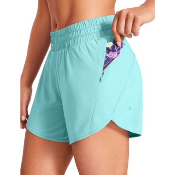 CRZ YOGA Women's Mid Waisted Running Shorts - 5'' Quick Dry Athletic Track Shorts