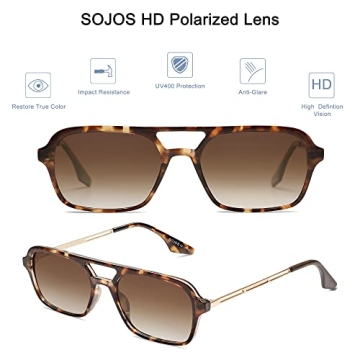 SOJOS Vintage Polarized Aviator Sunglasses for Stylish Sun Protection