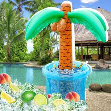 PARENTSWELL 63'' Inflatable Palm Tree Cooler, Tropical Luau Party Decorations, Inflatable Drink Cool...