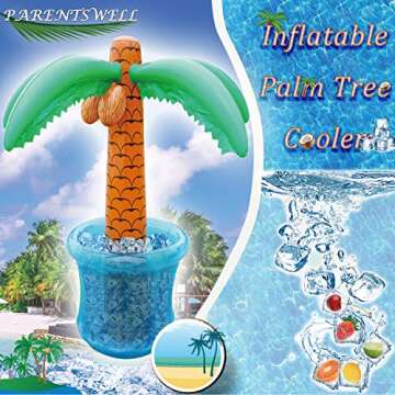 PARENTSWELL 63'' Inflatable Palm Tree Cooler, Tropical Luau Party Decorations, Inflatable Drink Cooler for Parties Jungle Hawaiian Birthday Party Decorations Palm Tree Decor
