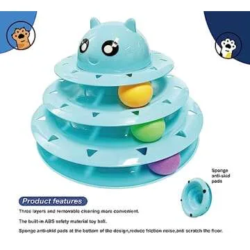 WELATOP Cat Toy Roller 3-Tier with 6 Balls for Cats
