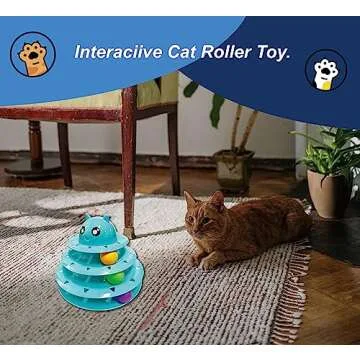 WELATOP Cat Toy Roller 3-Tier with 6 Balls for Cats