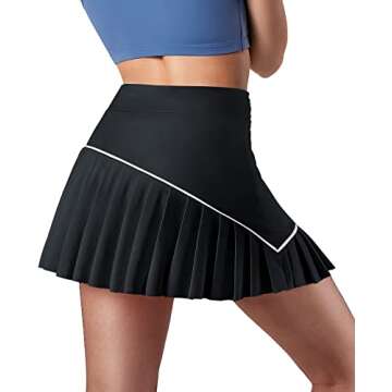 Niksa Pleated Tennis Skirt for Women with Pockets Athletic Golf Skort with Shorts High Waisted Casua...
