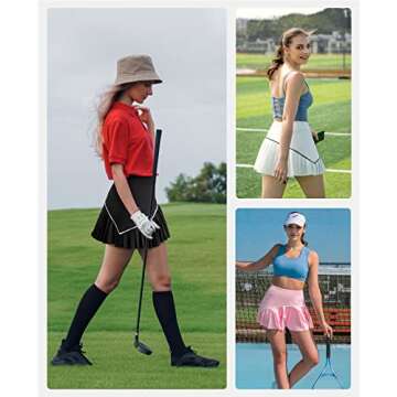 Niksa Pleated Tennis Skirt for Women with Pockets Athletic Golf Skort with Shorts High Waisted Casual Running Workout Skirt,Black M