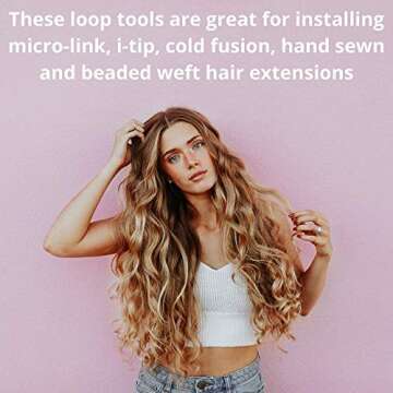 5 Wooden Hair Extensions Loop Needle Threader Wire Pulling Hook Tool for silicone microlink beads and feathers, Set of 5 for hair or feather extensions (5 Loop Tools)