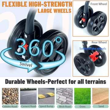 ZHUOKECE 3-in-1 Pet Dog Stroller, Folding Lightweight Dog Stroller Cat Travel Stroller Up to 55lbs, Dog Wagon Travel Carrier Pet Jogger Wagon with Basket for Medium Small Dogs (Green)