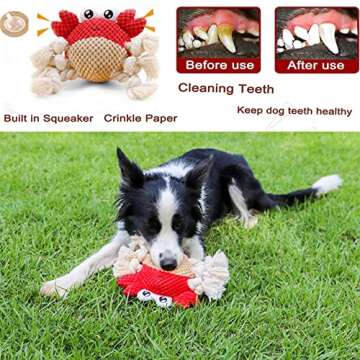 napojoy Dog Toys, Stuffed Dog Toys for Small Medium Large Dogs, Squeaky Dog Chew Toy with Crinkle Pa...