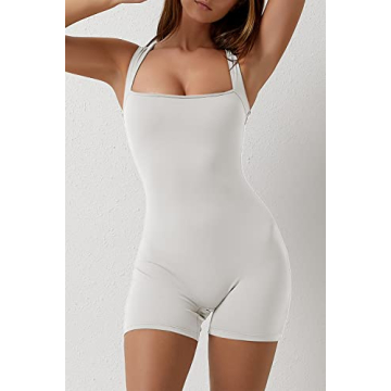 Stylish QINSEN Women’s Square Neck Tank Jumpsuit for Comfort