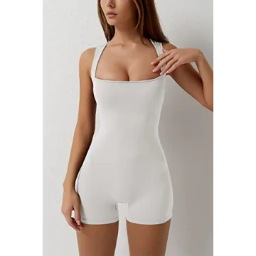 Stylish QINSEN Women’s Square Neck Tank Jumpsuit for Comfort