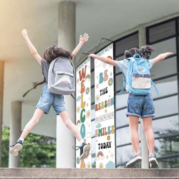 2pcs Boho Rainbow Welcome Banner Classroom Door Decorations Back to School Banner Positive Motivational Colorful Classroom Supplies for Teachers First Day of School Office Bulletin Board