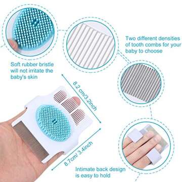 Gentle 3-in-1 Cradle Cap Brush and Comb for Baby Scalp Care (Blue, Green)