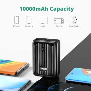 Zendure Portable Charger, 10,000mAh Power Bank 10K Mini Battery Pack PD 20W Power Delivery Quick Charge 3.0 USB C External Battery for iPhone 15 14 13 12 X Samsung S22 S21 Google iPad etc
