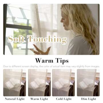 H.VERSAILTEX Curtains 96 inches Long Linen Curtains/Natural Linen Blended Sheer Curtains/Panels/Drapes for Living Room, Home Decorative Privacy Window Treatment Nickel Grommets, Natural