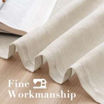 H.VERSAILTEX Curtains 96 inches Long Linen Curtains/Natural Linen Blended Sheer Curtains/Panels/Drapes for Living Room, Home Decorative Privacy Window Treatment Nickel Grommets, Natural