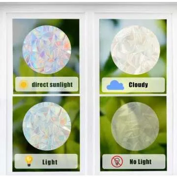 STICKERGURU 27 Pieces Star Window Clings - Anti-Collision Window Decals to Save Birds from Window Collisions,Non Adhesive Prismatic Vinyl Window Clings, Rainbow Stickers