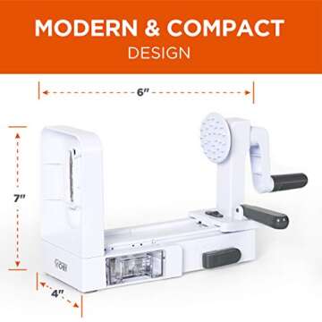 COMMERCIAL CHEF Mini Spiralizer Pasta Maker, Food Spiralizer Set with 4 Blades and Veggie Noodle Mak...