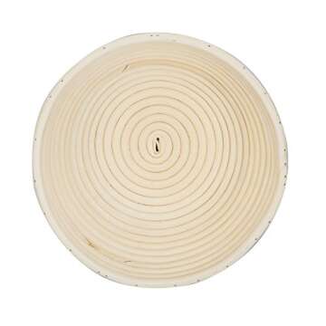 eoocvt 7 inch Round Banneton Brotform Bread Dough Proofing Rising Rattan Handmade Basket with Linen Liner Cloth - 18 x 9cm