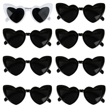 Clcnsusilk 8 Pairs Heart Shaped Bachelorette Party Sunglasses - Perfect Gift for Bridesmaids