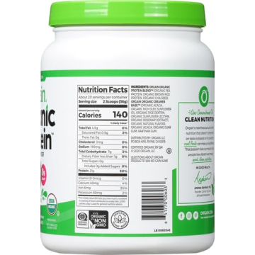 Organic Vegan Protein Powder - 21g Plant Protein, No Sugar Added