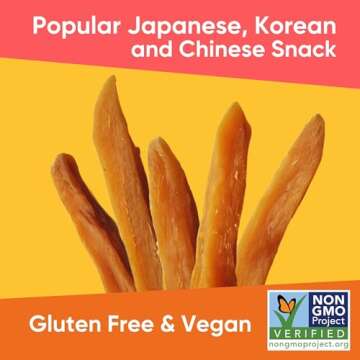 Yammy Dried Sweet Potato Sticks (Pack of 5), 1 Ingredient Superfood Snack, Healthy, 3g Protein, Asian Korean Chinese Japanese Food, Individually Wrapped Snacks For Humans, People, Gluten Free, Vegan