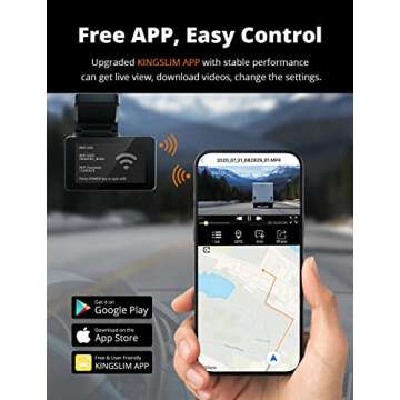 Kingslim D4 Dual Dash Cam with WiFi GPS 4K Front 1080P Rear