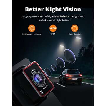 Kingslim D4 Dual Dash Cam with WiFi GPS 4K Front 1080P Rear