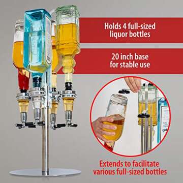 Wyndham House 4-Station Liquor Dispenser, Accessory for Any Home Bar or Man Cave