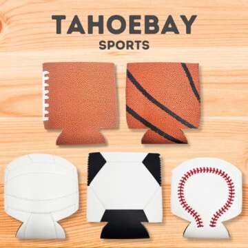 TahoeBay Volleyball Can Coolers (12-Pack) Party Decorations Sports Themed Team Accessories Favors College Ball Game Decor Bulk Beer Insulating Sleeves Soda Gift Beverage Blanks for Vinyl Neoprene