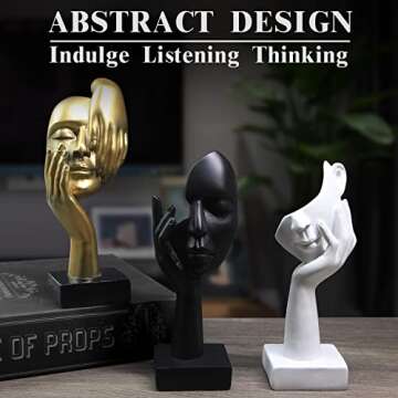 prosfalt 3 Pcs Thinker Statue,Modern Home Resin Sculptures,Collectible Figurines for Home Office Boo...
