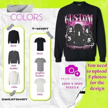 Generic Personalized Bootleg Rap Shirts for Girlfriend & Boyfriend, Custom Tee with Vintage Face Photo, Gift Idea for Birthday and Valentines Day Black, Small-XX-Large