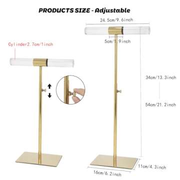 MCKECHSION Display Stand Set of 2 Acrylic Jewelry Towers Stands - Stainless Steel Long Necklaces Sta...