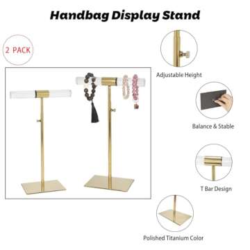 MCKECHSION Display Stand Set of 2 Acrylic Jewelry Towers Stands - Stainless Steel Long Necklaces Stands Adjustable Height Jewelry Organizer for Home Store Boutique