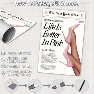 Trendy Baby Pink News Wall Art 70s Canvas Prints The New York Press Poster Life Is Better in Pink Ho...