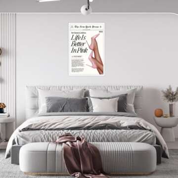 Trendy Baby Pink News Wall Art 70s Canvas Prints The New York Press Poster Life Is Better in Pink Hot Girly Posters Preppy Aesthetic Decor Bedroom Apartment for Cool Girl Room Home Dorm 12x16inch Unframed