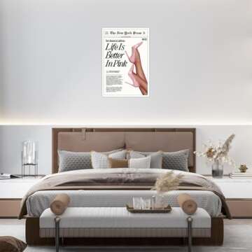 Trendy Baby Pink News Wall Art 70s Canvas Prints The New York Press Poster Life Is Better in Pink Hot Girly Posters Preppy Aesthetic Decor Bedroom Apartment for Cool Girl Room Home Dorm 12x16inch Unframed