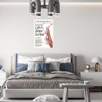 Trendy Baby Pink News Wall Art 70s Canvas Prints The New York Press Poster Life Is Better in Pink Hot Girly Posters Preppy Aesthetic Decor Bedroom Apartment for Cool Girl Room Home Dorm 12x16inch Unframed