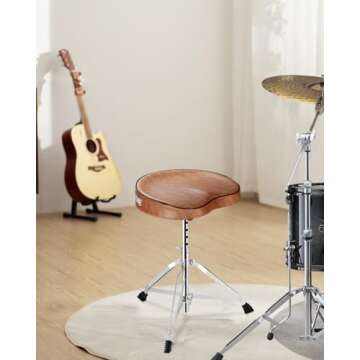 RVONE Pro Comfort Drum Throne with Memory Foam & Anti-Slip Base for Musicians