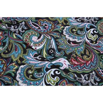 Premiere Men's Colorful Paisley Designer Fashion Dress Shirt Floral Casual Shirt Woven Long Sleeve Button Down Shirt (Multicolor Blue Paisley 625, 3XL)