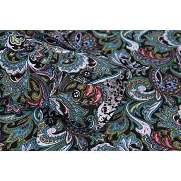 Premiere Men's Colorful Paisley Designer Fashion Dress Shirt Floral Casual Shirt Woven Long Sleeve Button Down Shirt (Multicolor Blue Paisley 625, 3XL)