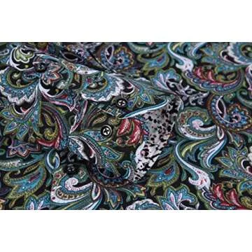 Premiere Men's Colorful Paisley Designer Fashion Dress Shirt Floral Casual Shirt Woven Long Sleeve Button Down Shirt (Multicolor Blue Paisley 625, 3XL)