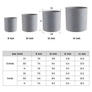 FaithLand Plant Pot 12 inch - Perfectly Fits Mid-Century Modern Plant Stand - Drainage Plug - Gray Planter Pot