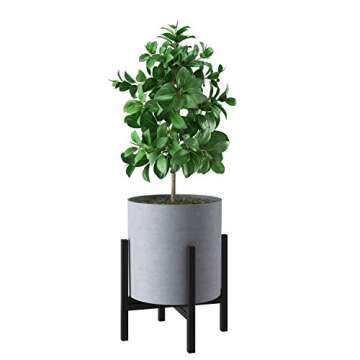 FaithLand Plant Pot 12 inch - Perfectly Fits Mid-Century Modern Plant Stand - Drainage Plug - Gray Planter Pot
