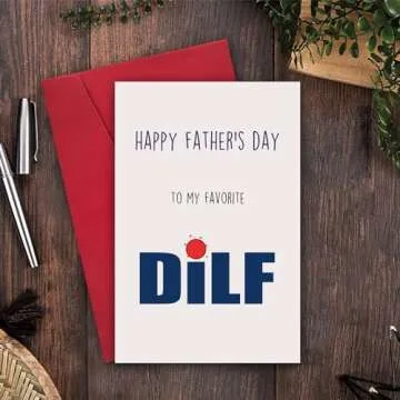 Kirynurd Happy Father's Day to My Favorite DILF, Fathers Day Card for Husband from Wife
