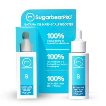Sugarbear Hair Vitamin Gummy 2 Month Supply & 1 Pure Batana Natural Hair Growth Oil-Extra Strength Biotin 6000mcg, Women, Men, Vegan Vitamin B12, MSM, Inositol, Elderberry, Kosher, Halal, Cruelty-Free