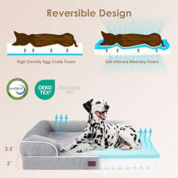 EHEYCIGA Orthopedic Dog Bed - Waterproof Memory Foam Pet Bed with Bolsters