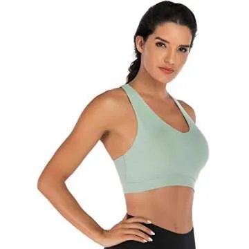 RUNNING GIRL Sports Bra for Women, Criss-Cross Back Padded Strappy Sports Bras Medium Support Yoga Bra with Removable Cups