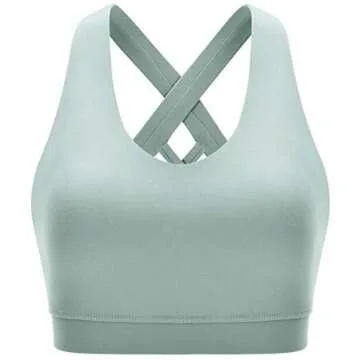 RUNNING GIRL Sports Bra for Women, Criss-Cross Back Padded Strappy Sports Bras Medium Support Yoga Bra with Removable Cups